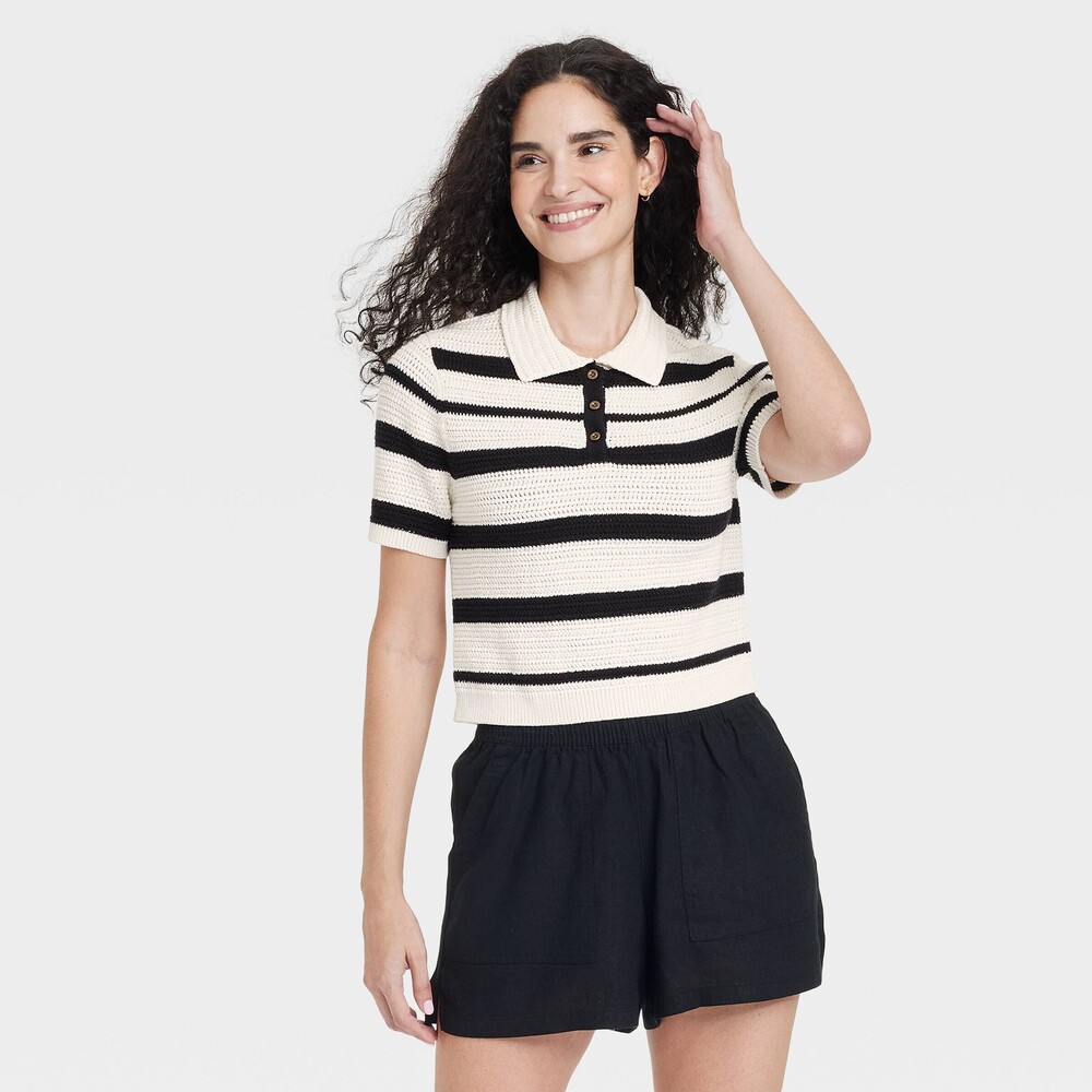 Universal Thread Collared Pullover Sweater Cream … - image 1